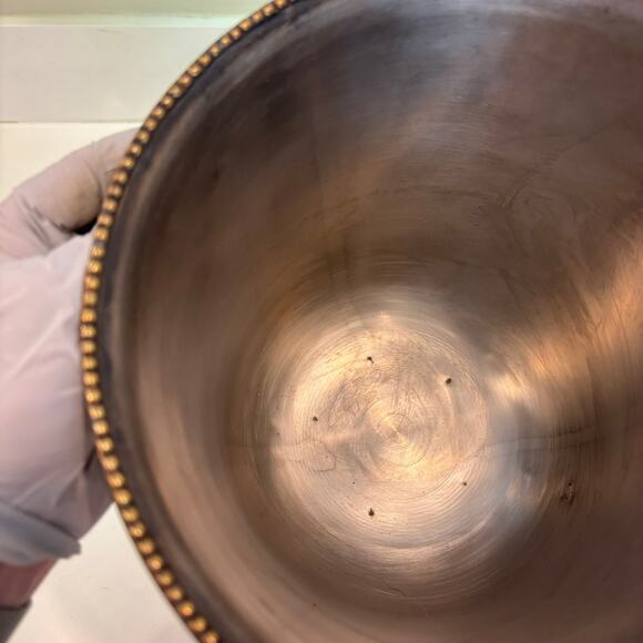 Z Gallerie Fleur Stainless Steel Silver Gold Wine Champagne Cooler Ice Bucket - Picture 8 of 10